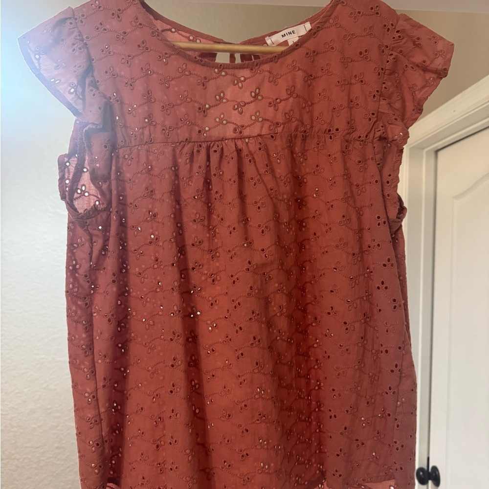 Mine Terracotta Eyelet Blouse